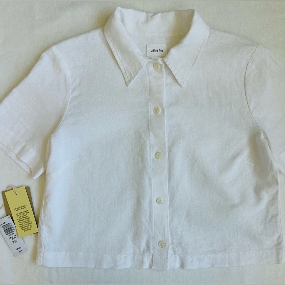 Aritzia Wilfred Free: Gelato Linen Crop: White: Size XXS